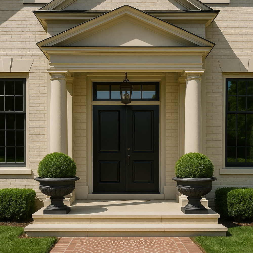 Ghiveci exterior decorativ cu piedestal din fibră de argilă, Classical Urn, dark brown - imagine 2